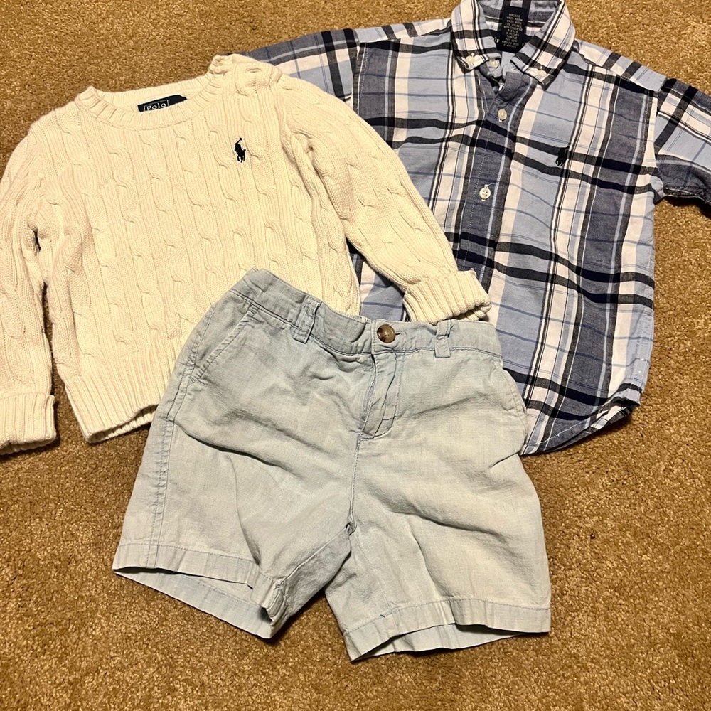 Boys 12 month Polo by RL set - two tops and shorts